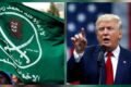 Presiden Amerika Serikat (AS) Donald Trump dan bendera Ikhwanul Muslimin