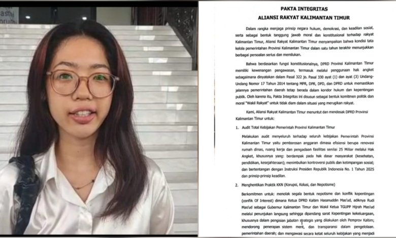 KOLASE - Humas Aliansi Rakyat Kaltim, Bella Monica dan Dokumen Pakta Integritas