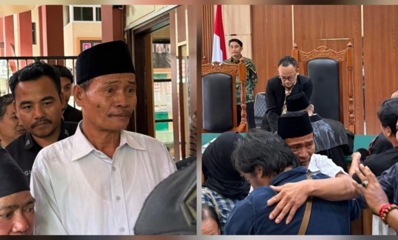 Misran Toni yang mendapat kebebasannya dari putusan majelis hakim Pengadilan Negeri Tanah Grogot, Paser, pada Kamis (16/4/2026)