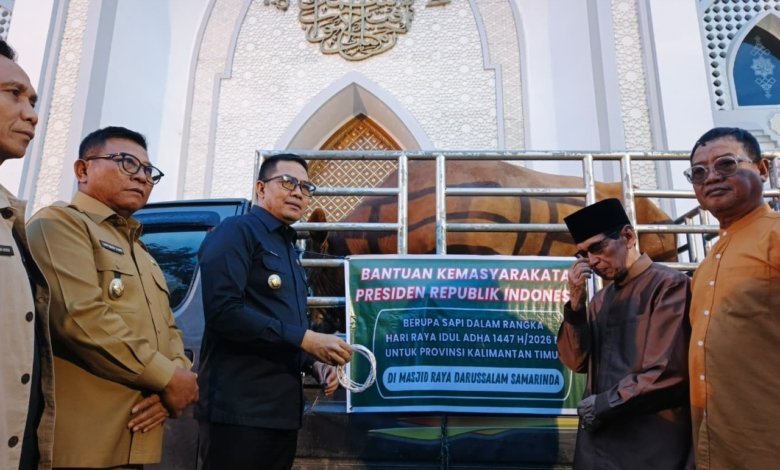 Wali Kota Samarinda Andi Harun menyerahkan secara simbolis sapi kurban bantuan Presiden Republik Indonesia kepada masyarakat menjelang Hari Raya Idul Adha 1447 Hijriah.