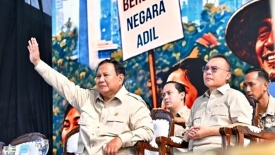 Presiden Prabowo Subianto di peringatan Hari Buruh Internasional 2026 yang digelar di Monas, Jakarta, Jumat (1/5).
