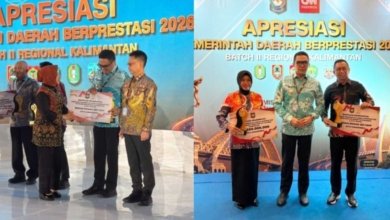 Wali Kota Samarinda, An di Harun saat menerima penghargaan dalam ajang Apresiasi Kinerja Pemerintah Daerah Berprestasi 2026 Batch II Regional Kalimantan