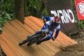 Gantasan Bike Park - Sejumlah pebalap sepeda beradu cepat menaklukkan jalur ekstrem di Gantasan Bike Park Banyuwangi.