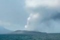 Gunung Anak Krakatau - Kondisi Gunung Anak Krakatau saat terpantau dari pos pengamatan pasca penurunan status aktivitas vulkanik.