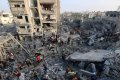 korban tewas Gaza - Situasi kerusakan parah di Jalur Gaza akibat serangan militer Israel yang terus memicu bertambahnya korban jiwa.