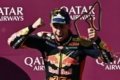 Pedro Acosta - Pebalap KTM Pedro Acosta saat merayakan kemenangannya di ajang MotoGP.