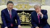 perang dagang - Presiden AS Donald Trump dan Presiden China Xi Jinping saat melakukan pertemuan bilateral di Washington, D.C.