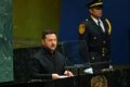 tuding Putin rekrut tentara - Presiden Ukraina Volodymyr Zelensky saat menyampaikan pidato penting dalam Sidang Majelis Umum PBB di New York.