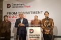 dana filantropi - Ilustrasi gedung perkantoran dan logo Danantara Indonesia Trust yang fokus mengelola investasi serta dana filantropi nasional.