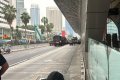 demo mahasiswa - Petugas kepolisian berjaga di sekitar lokasi demo mahasiswa di kawasan Bundaran HI, Jakarta Pusat.